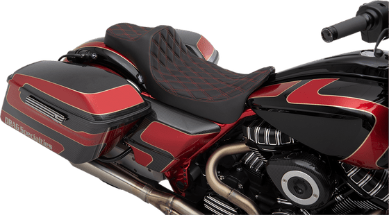 CVO SE ELECTRA GLIDE ULTRA LIMITED (2014 - 2021) extended double diamond red seat | DRAG SPECIALTIES SEATS