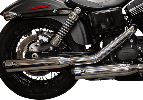 DYNA WIDE GLIDE (1995 - 2005) straggered grand national chrome mufflers with black end caps | S&S CYCLE