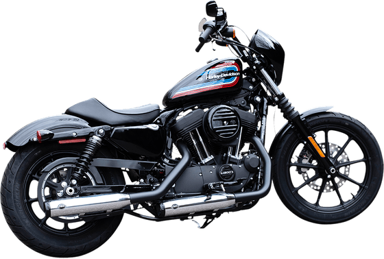 SPORTSTER 1200 CUSTOM (2014 - 2020) grand national ec slip-on mufflers chrome/black | S&S CYCLE