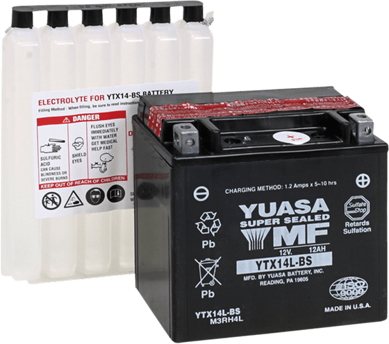 SPORTSTER 1200 CUSTOM (2013 - 2021) ytx14l-bs din51214 12v/12ah agm-battery 150x87x145mm | YUASA