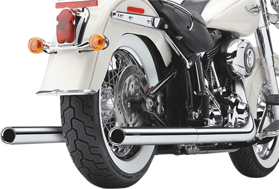 SOFTAIL DELUXE (1993 - 2006) chrome true duals exhaust system with billet tips for harley davidson softail 1986-2006 | COBRA