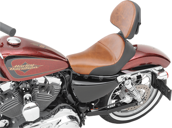 Sportster 883 (2005 - 2009) lariat solo seat with gel - distressed brown leather (harley davidson sportster) | SADDLEMEN