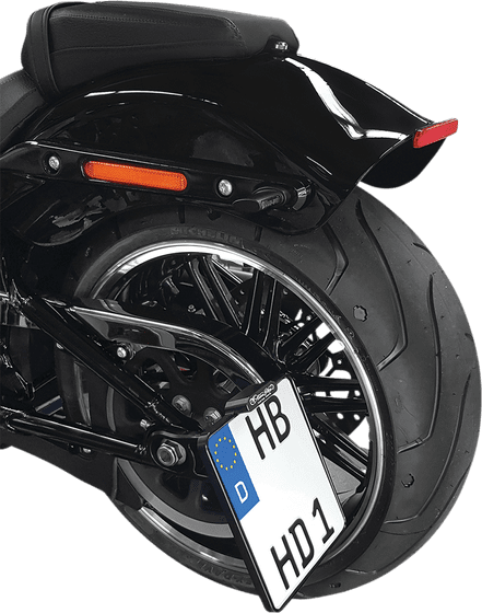 SOFTAIL FAT BOY (2018 - 2022) side mount license plate holder with tail light in black | HEINZ BIKES