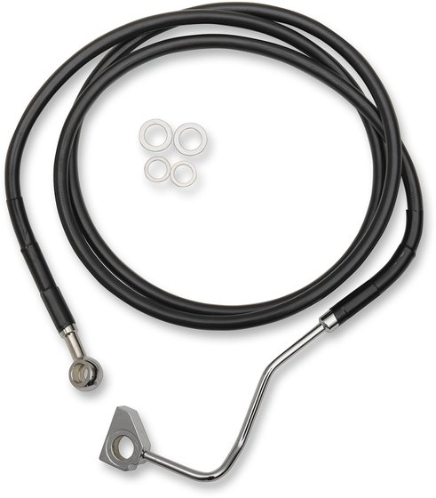 STREET GLIDE SPECIAL (2014 - 2022) standard length front black vinyl/stainless steel upper brake line kit | DRAG SPECIALTIES