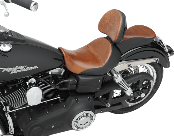 DYNA SUPERGLIDE CUSTOM (2006 - 2014) lariat solo seat with gel - distressed brown leather for harley dyna glide | SADDLEMEN