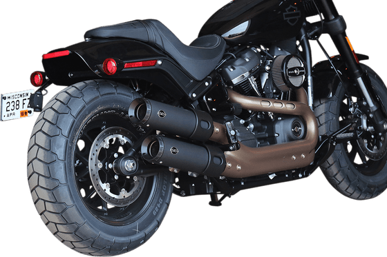 SOFTAIL FAT BOB (2018 - 2019) grand national ec slip-on mufflers black/black | S&S CYCLE