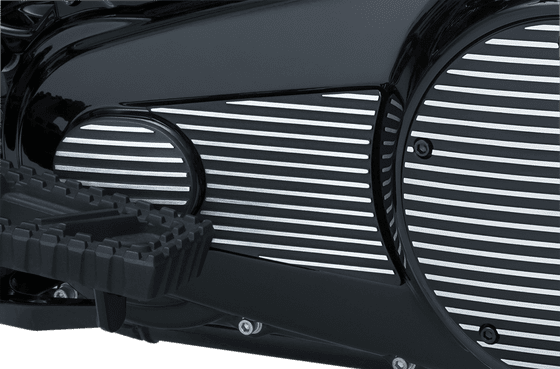 ROAD GLIDE SPECIAL (2017 - 2020) finned black accent cover for primary transmission clutch | KURYAKYN