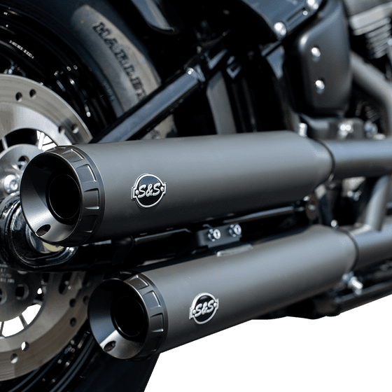 SOFTAIL STREET BOB (2018 - 2022) grand national black ceramic slip-on muffler | S&S CYCLE