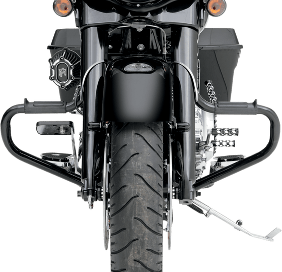 CVO SE ELECTRA GLIDE ULTRA LIMITED (2014 - 2020) multibar highway bar with rubber footrest in black for flht (1997-2019) | LINDBY