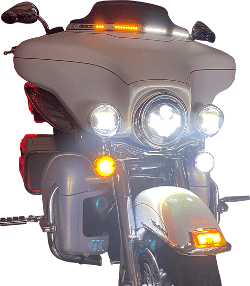 ELECTRA GLIDE STANDARD POLICE (1996 - 2005) chrome windshield trim with sequential lights | CUSTOM DYNAMICS