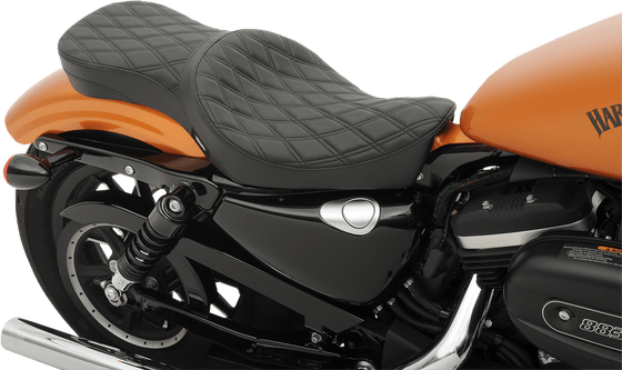 SPORTSTER 1200 CUSTOM (2010 - 2020) low-profile double bucket diamond black seat | DRAG SPECIALTIES SEATS