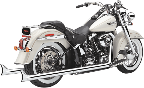 SOFTAIL DEUCE (2000 - 2006) chrome true duals exhaust system with fishtail tips | COBRA