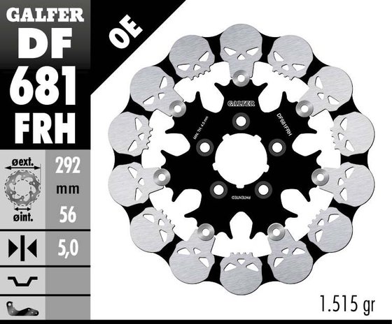 SPORTSTER 50TH ANNIVERSARY (2007 - 2007) skull rear brake rotor | GALFER