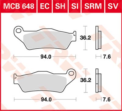 XG750 STREET (2016 - 2020) universalios organinės standartinės stabdžių trinkelės | TRW