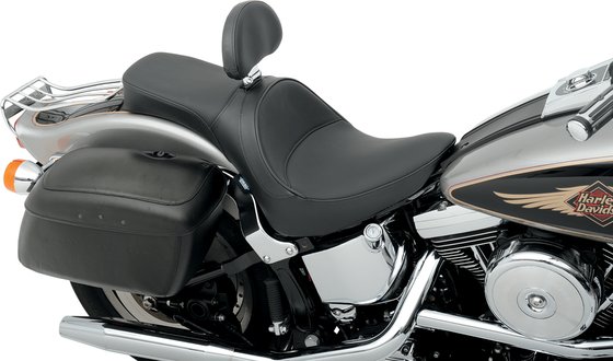 SOFTAIL DELUXE (1993 - 1996) lygi vinilinė sėdynė su vairuotojo atlošo talpykla, skirta harley softtail | DRAG SPECIALTIES SEATS