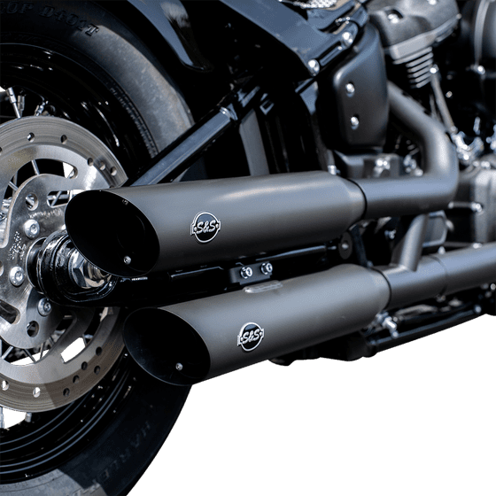 SOFTAIL SLIM (2018 - 2021) black 50s style muffler for harley flfb | S&S CYCLE